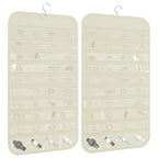 1 Pack Hanging Jewelry Organizer 80-Pocket Dual-sided Jewelry Storage for Earring Necklace Bracelet Ring Travel Holder, Beige - color: Beige