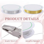 2pcs 20 Gauge Copper Wire for Jewelry Making, 0.8mm Metal Bendable Wire, 17.06 Feet Flexible Craft Wire for Home Decor, Sculpture, DIY - Silver, Gold