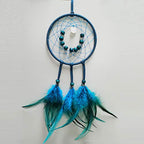 DIY Dream Catcher Beginner Kit, Making Dream Catcher Supplies Include Metal Hoop, Feathers, Faux Suede Cord, Thread, Wood Beads (Indigo) - color: Indigo