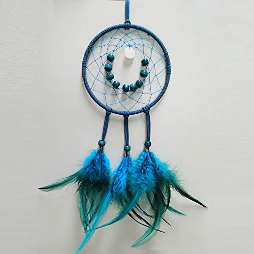 DIY Dream Catcher Beginner Kit, Making Dream Catcher Supplies Include Metal Hoop, Feathers, Faux Suede Cord, Thread, Wood Beads (Indigo) - color: Indigo