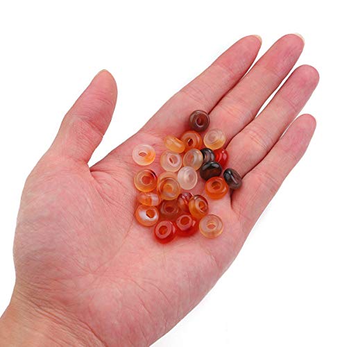 BEADIA Natural Red Agate Rondelle Stone with Large Hole (4mm) Loose Semi Gemstone Beads for Jewelry Making 10mmx4mm 24pcs - color: Red Agate, size: 10mm x 4mm