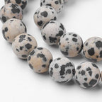 31Pcs Frosted Natural Dalmatian Jasper Beads 12mm Gemstone Beads Round Stone Loose Bead for DIY Bracelets Necklace Earrings Jewelry Making - color: Natural Dalmatian Jasper, size: 12mm