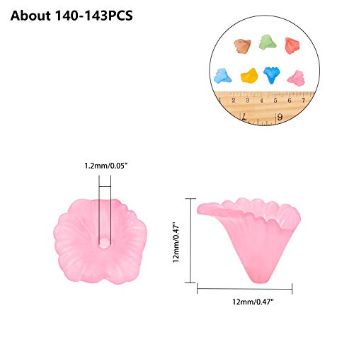 arricraft 140~143pcs/box Flower Beads, Transparent Acrylic Bead Caps, Plastic Beads Spacer Loose Beads Kits for DIY Craft Necklaces Bracelets Jewelry Making-Mixed Color