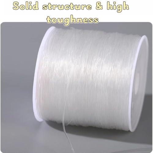 1mm Elastic String Cord,Sturdy Crystal Stretch String for Beading,Bracelets Jewelry Making,Necklaces,Fishing Rope and Crafts(328FT/Transparent White/L) - size: Large