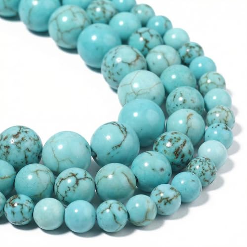 Yochus 60pcs Blue Turquoises Beads，6mm Healing Power Natural Stone Round Loose Beads for Jewelry Making Earring Necklace DIY Crafts - color: Blue Turquoise, size: 6mm 60beads