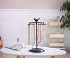Black Bird Rotating Necklace Holder Bracelet Stand/Jewelry Organizer/Jewelry Tree - color: Black