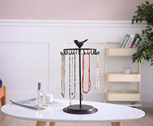 Black Bird Rotating Necklace Holder Bracelet Stand/Jewelry Organizer/Jewelry Tree - color: Black