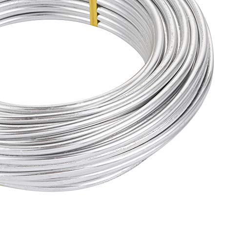 Pandahall 53 Feet Silver Aluminum Wire 4mm Metal Craft Wire for DIY Manual Arts Jewelry Making(Silver)