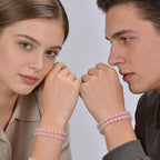 14in Agate Wrap Bracelet for Women Men Natural Round Beaded Agates Stone Healing Stretch Bracelets Elastic Handmade Polished Gemstone Beads Bracelet - color: Pink Quartz, size: 6mm Beads