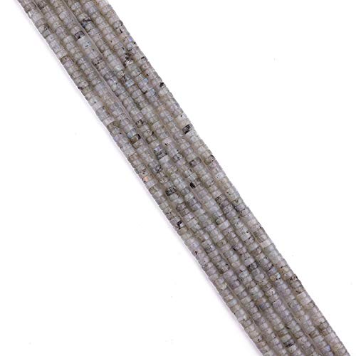 BEADIA Natural Spectrolite Spacer Beads Caps Loose Semi Gemstone for Beading Jewelry Making 4mmx2mm 38cm - color: Spectrolite, size: Round 4mm x 2mm