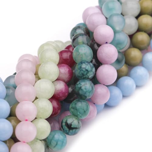 6mm Natural Stone Beads 65pcs White Jade Jasper Polished Round Smooth Crystal Loose Gemstone Beads for Jewelry Making DIY Bracelet Necklace Earring Crafts Supplies - color: White Jade 6mm-65pcs