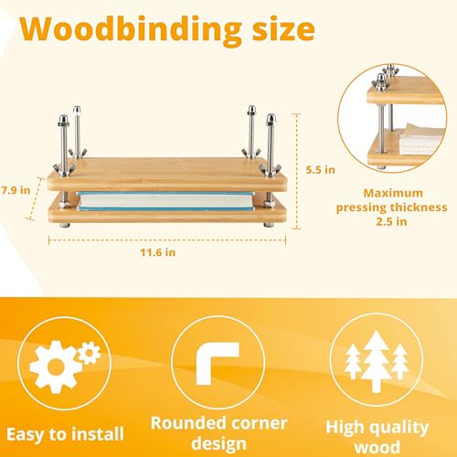 Bamboo Wooden Book Press for Bookbinding - Portable Bookbinding Machine and Book Press (11.6 x 7.9 inches) - style: Bamboo Book Press