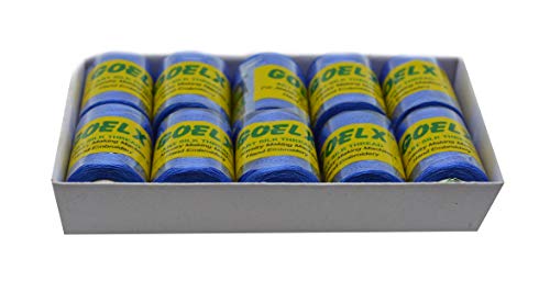 Goelx Silk Thread by Shade No for Jewelry, Tassel Making, Embroidery, Crafts, Shiny Soft Thread Spools - Blue - 51 - color: Blue - 51