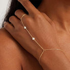 Dainty Gold Hand Chain Bracelets for Women Waterproof, Non Tarnish 14K Gold Plated Ring Bracelet Set, Stackable Cubic Zirconia Bracelet Stack Adjustable Fashion Body Hand Jewelry Trendy Accessories