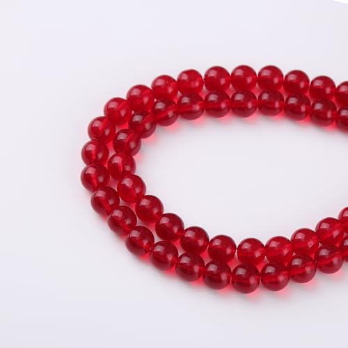 Natural Bloody Red Glass Beads Gemstone Round Crystal Energy Jade Beads Stone Beads for Jewelry Making DIY Bracelet Necklace Jewelry Making 1 Strand 15.5inch 65PCS 6MM - color: Bloody red glass, size: 6MM
