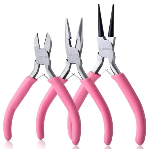 Mini Jewelry Pliers Set 3 Pcs Jewelry Making Tools Pliers Kit Includes Long Nose Pliers/Round Nose Pliers/Diagonal Pliers, Wire Cutters Pliers for Jewelry Making Wire Wrapping Beading Crafts - style: Long Nose & Round Nose & Diagonal Pliers