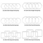 Oubaka 60pcs Earring Beading Hoop Rings,3 Shapes Earring Hoop Jewelry Making Hypoallergenic Square Hexagon Round Earrings Findings Open Bezels Linking Rings for DIY Craft,Earrings Necklace(Silver) - color: 60PCS;Square,Hexagon,Round;Silver