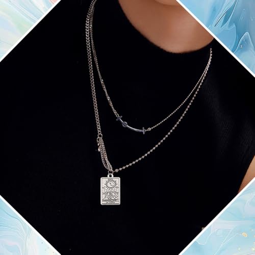 SUNNYCLUE 1 Box 40pcs 20 Styles Silver Tarot Card Charms Tarot Charms Bulk Antique Silver Tibetan Style Rectangle Moon Sun Star Lucky Ouijas Halloween Gothic Pendants Bulk for Jewelry Making Earrings - color: Antique Silver