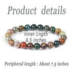 MAIBAOTA Healing Crystal Bracelet for Women Men, 8/4 mm Natural Stone Beaded Bracelets, Jewelry Birthday Gifts, Round Gemstones Stretch Bracelets - color: Multi-Indian Agate, size: 8 mm