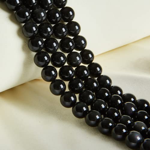 100pcs 10mm Black Obsidian Beads Natural Gemstone Beads Round Loose Beads for Crafting and Jewelry Making - color: Black Obsidian, size: 10mm