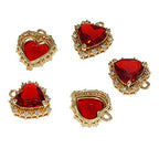 Crystal Zirconia Gold Plated Brass Charms for Jewelry Making Bracelet Necklace Earring Pendant Craft Supplies DIY Accessories - color: HeartA-Red-5Pcs