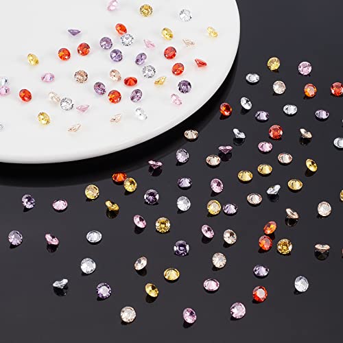PandaHall 6 Colors 5mm Cubic Zirconia Stone Pointed Back Rhinestones 120pcs Round Faceted Stone Crystal Diamante Rhinestones for Earring Bracelet Pendants Jewelry Embellishment DIY Craft Making