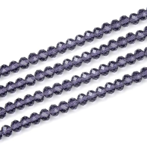 500pcs Czech Faceted Rondelle Crystal Glass Loose Beads 4mm Small Tiny Spacer Bulk Amethyst Purple for DIY Craft Jewelry Making CCR427 - color: Amethyst, size: 4mm (0.16") - 500pcs
