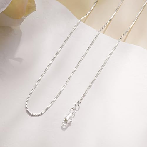 925 Sterling Silver Chain for Women, Diamond Cut 1mm Box Chain Lobster Claw Clasp Silver Jewelry Gifts for Women Mom Girlfriend - size: 16 Inches