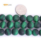 GEM-Inside 10mm Natural Stone Green Tiger Eye Frosted Matte Unpolished Round Beads for Jewelry Making Strand 15 inch - color: Green Tiger Eye, size: 10mm