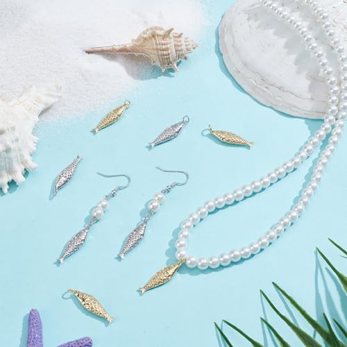 BENECREAT 8Pcs Brass Fish Charms, Gold & Platinum Sea Animal Fish Shaped Pendants for DIY Bracelet Necklace Earrings Jewelry Making - color: Gold & Platinum
