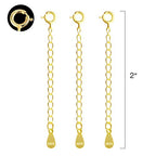 3 Pcs Necklace Extender, 925 Sterling Silver Extension for Jewelry Necklace Bracelet Anklet Extenders for Women Jewelry Making Chains 2 inch, Gold - color: 3 Golden Extension Chains