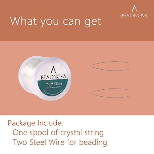 BEADNOVA 1.2mm Bracelet String Clear Craft Wire Stretch String Cord for Jewelry Making Beading Thread Elastic Thread Cord (50m) - size: 1.2mm
