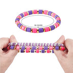 Ornaland 7Pcs Handmade Polymer Clay Heishi Surfer Stretch Bracelets Set Colorful Glass Beads Bracelets Boho Stackable Preppy Bracelets Wrist Jewelry for Women - color: purple pink