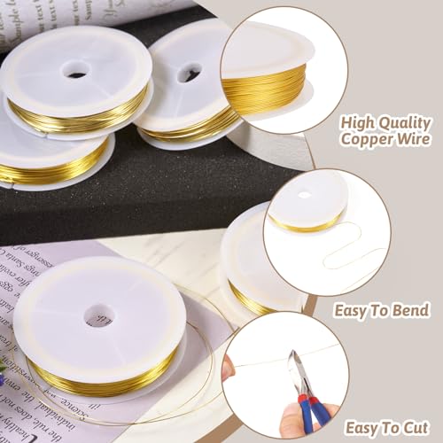 Cheriswelry 28 Gauge Jewelry Beading Wire Gold Tarnish Resistant Copper Wire 0.3mm Craft Wire for Jewelry Making Wrapping Sculpting, 236.22 Feet - size: 28 Gauge(0.3mm)