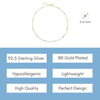 Dainty Gold Necklace for Women,Trendy 18k Gold Vermeil Sterling Silver Choker Necklace Thin Beaded Choker Necklaces Womens Simple Jewelry Gift for Valentines Day - color: March - Aquamarine