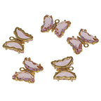Crystal Zirconia Gold Plated Brass Charms for Jewelry Making Bracelet Necklace Earring Pendant Craft Supplies DIY Accessories - color: Butterfly-Pink-5Pcs
