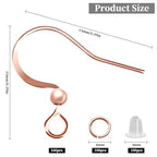 160 PCS/80 Pairs Rose Gold Fish Hook Earring Hooks with 100 PCS Clear Silicone Earring Backs and 100 PCS Jump Rings for DIY Jewelry Making - color: C style-Rose Gold Earring Hooks