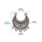Mega Pet 10pcs Antique Silver Hollow New Moon Charm Links with 5 Holes Tibetan Style Chandelier Component Connectors 31x28mm for Jewelry Findings Bracelet Necklace Making - color: Antique Silver, Moon