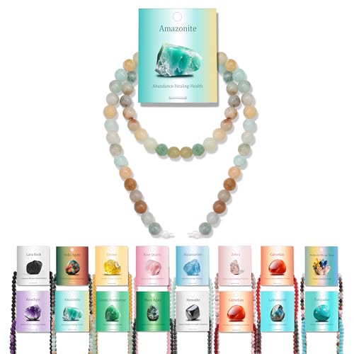 Vinswet 60pcs 6mm Amazonite Natural Stone Beads Round Genuine Real Stone Beading Loose Gemstones DIY Smooth Bead for Bracelet Necklace Earrings Jewelry Making - color: Amazonite, size: 6mm