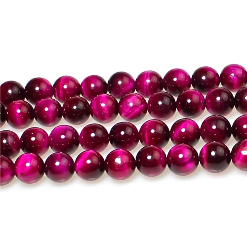 MJDCB Stone Beads 10mm 35pcs Round Rose Red Tiger's Eye Loose Gemstone Bead Charms for Jewelry Making Bracelet Necklace Earring Pendant - color: Rose Red Tiger's Eye, size: 10mm