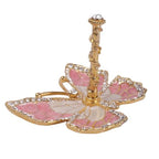 Matashi Butterfly Jewelry Holder for Women, Enamel - Gold Plated Jewelry Stand Organizer Ring Holder w/Crystals, Gift for Mom on Christmas, Mother’s Day, Birthday, Anniversary, Valentine’s Day, Pink - color: Pink