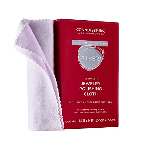 CONNOISSEURS Premium Edition Extra Large Polishing Cloth for Silver Jewelry - Ultrasoft Fabric with Anti-Tarnish Formula - 14x14 Inches - style: 14 x 14 Inches - Silver