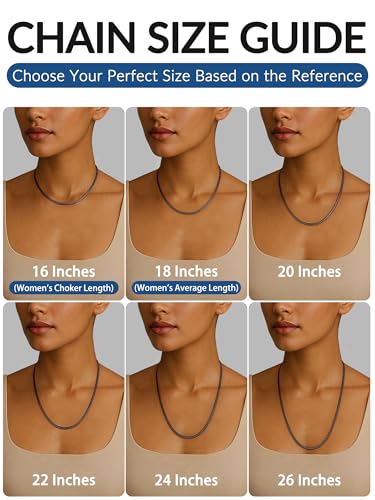 Jewlpire 3mm Flat Link Chain 18K Gold Plated/Black/Silver Chain Necklace for Women, Non-Fading Women's Chains Necklace 16 18 20 22 24 26 Inch - color: 03 - 3mm Black, size: 20 Inches