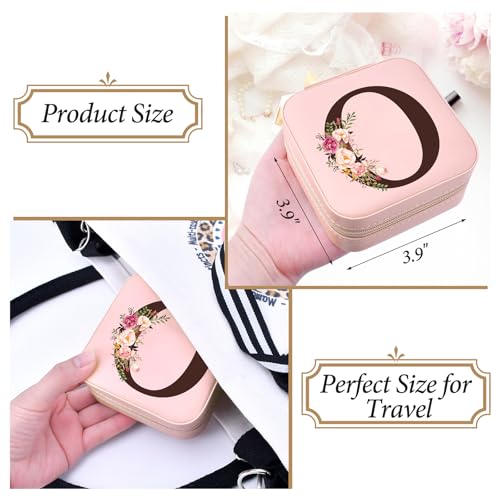 Travel Jewelry Case Box Organizer, Personalized Gifts for Women Wife Mom Aunt, Mothers Day Mom Gifts from Daughter Son, Bridal Shower Giftware for Women, Bridesmaid Proposal Unique Presents, Initial O - style: O