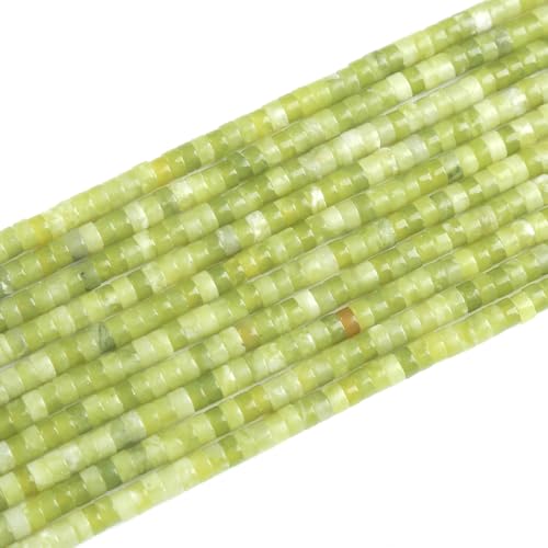 150pcs 2x4mm Natural Chinese Green Jade Tube Shape Beads Loose Flat Round Cylinder Flat Spacer Green Stone Beads for Bracelet Earrings Jewelry Making - color: Chinese Green Jade, size: 2x4mm Tube shape