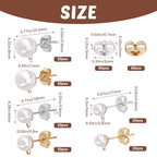 1 Box 240Pcs 120 Sets Pearl Earring Posts Pearl Earring Findings Ear Post with Imitation Beads and Loop Butterfly Back Hypoallergenic Silver Ear Studs for Jewelry Making DIY Crafts Women - color: Light Gold, Silver