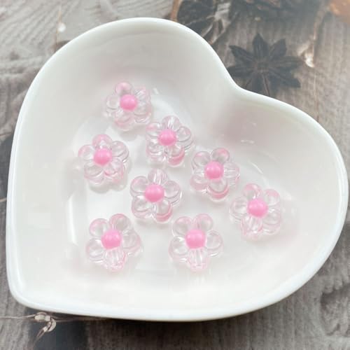150Pcs Acrylic Flower Beads Candy Color Transparent Plastic Pastel Spacer Beads with Hole for DIY Crafts Wind Chimes Suncatcher Necklaces Bracelets Earrings Jewelry Making(Light Pink) - color: Light Pink
