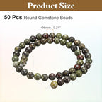 HARFINGTON 50pcs Natural Stone Beads 6mm Dragon Stone Round Gemstone Stone Loose Beading Real Genuine Smooth Balls Bead for Jewelry Making Bracelets Necklace Earrings DIY - color: Dragon Stone, size: 6mm