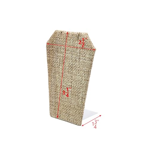 MOOCA 6 Pcs Natural Linen Earring Display Stand Necklace, Pendant Jewelry Organizer Display Holder for Earring, Pendant, Necklace Stand for Showcase, Linen, 2 1/2 W x 1 3/4 D x 3 1/4 H in - color: Natural Linen