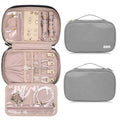 Jewelry Travel Case Organizer for Necklaces, Earrings, Rings, Bracelet, Watch, Soft Sided, Grey - color: Grey